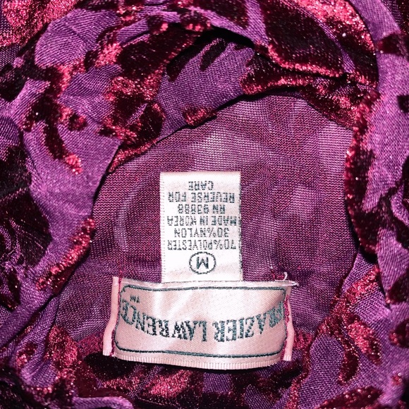 Vintage 90s Purple Sheer Turtleneck blouse Sz. M - Picture 7 of 8